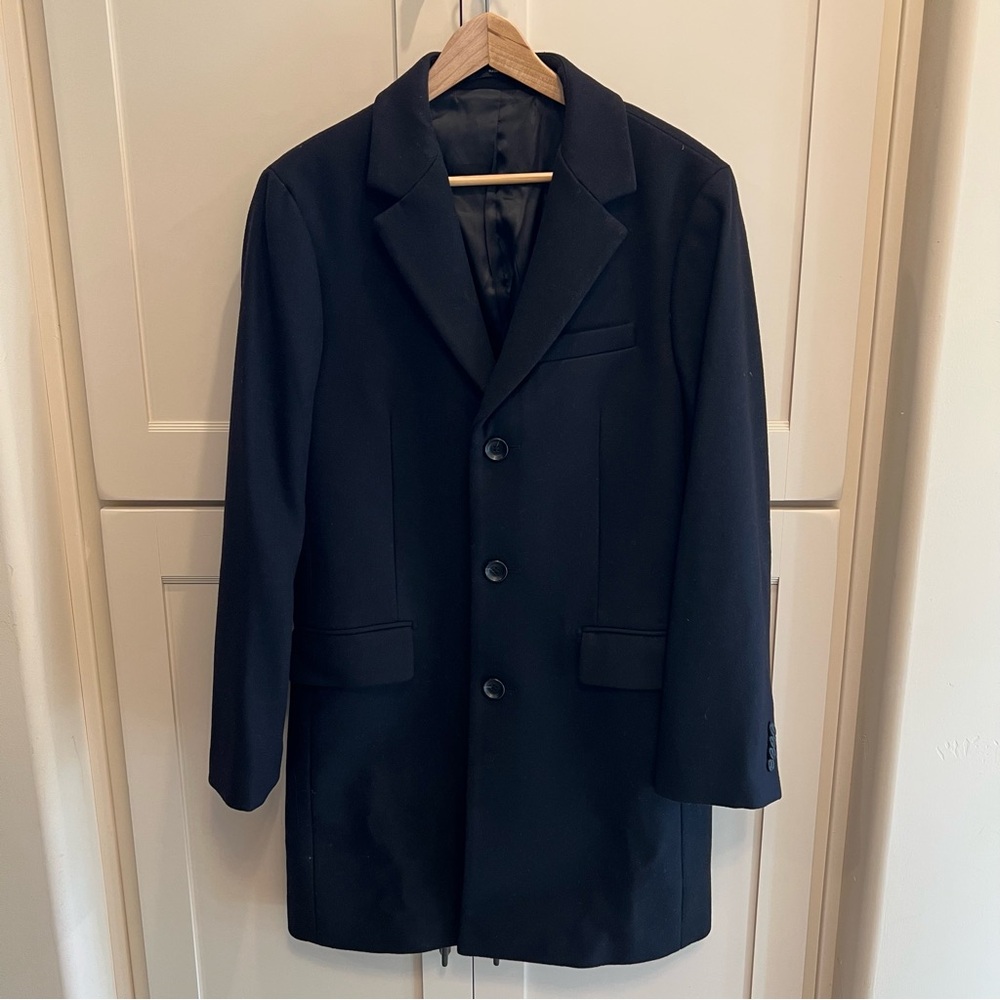 Club Monaco Men’s Black Wool Long Coat Peacoat Size  38